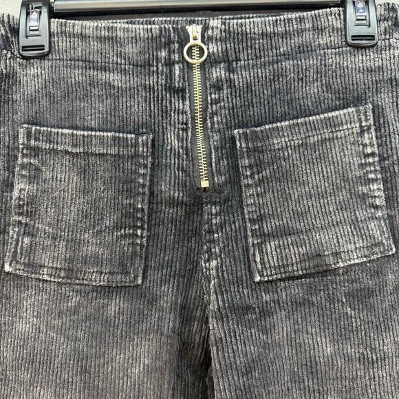 Pol by Anthropologie Corduroy Pants Women's S Black Patch Pockets Wide Flare Leg - Picture 3 of 13